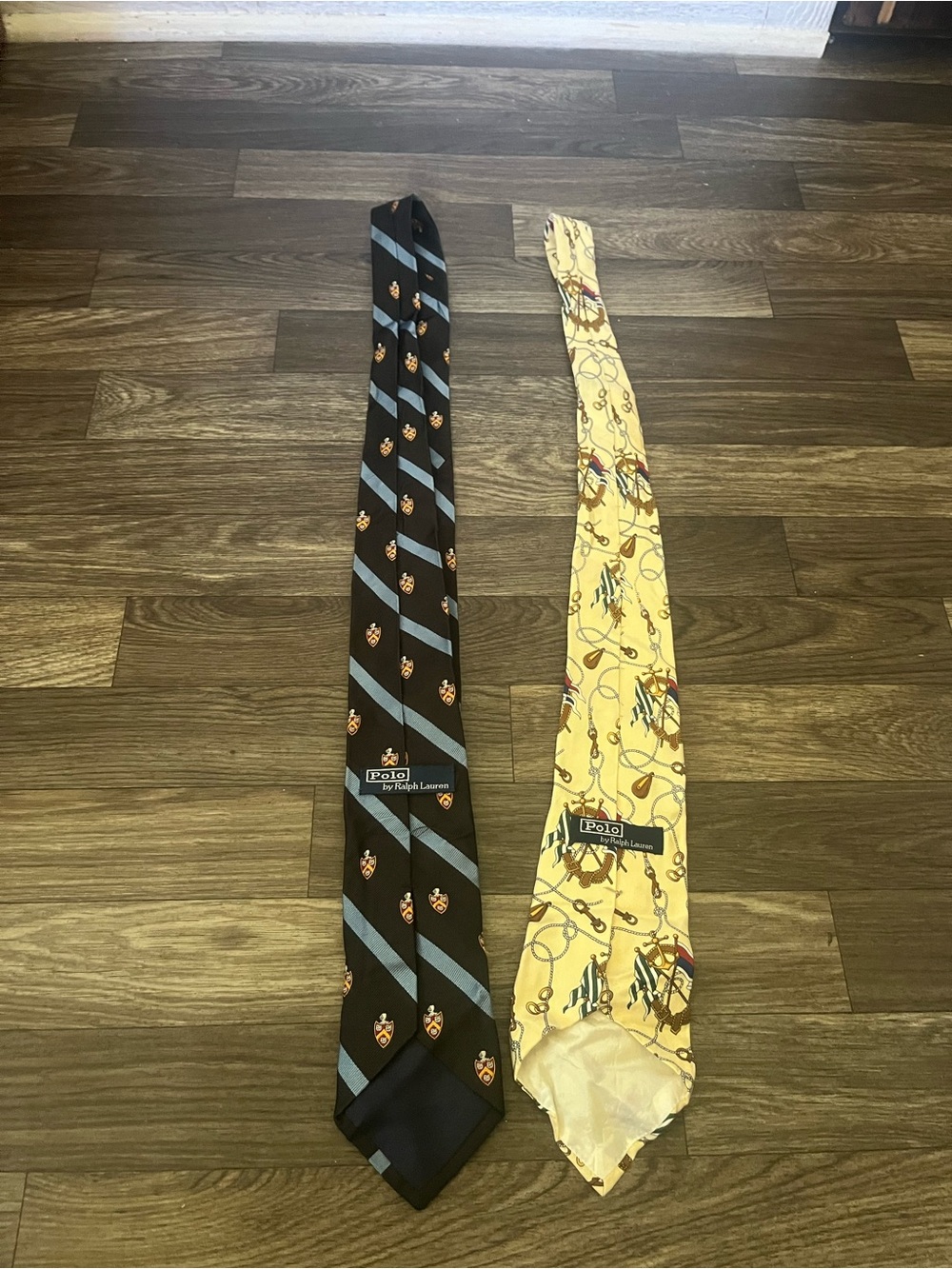 Polo by Ralph Lauren Black Tie with Light Blue Stripes and Orange Crest